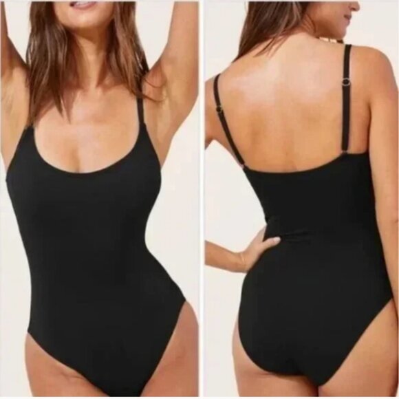 Andie The Amalfi Classic Black Scoop Neck Padded One Piece Swimsuit Size Large - Picture 1 of 9